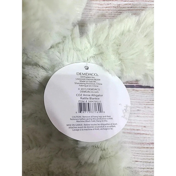 Demdaco Plush COZ Arnie Alligator Rattle Blankie Lovey Security Blanket Green - Picture 6 of 7